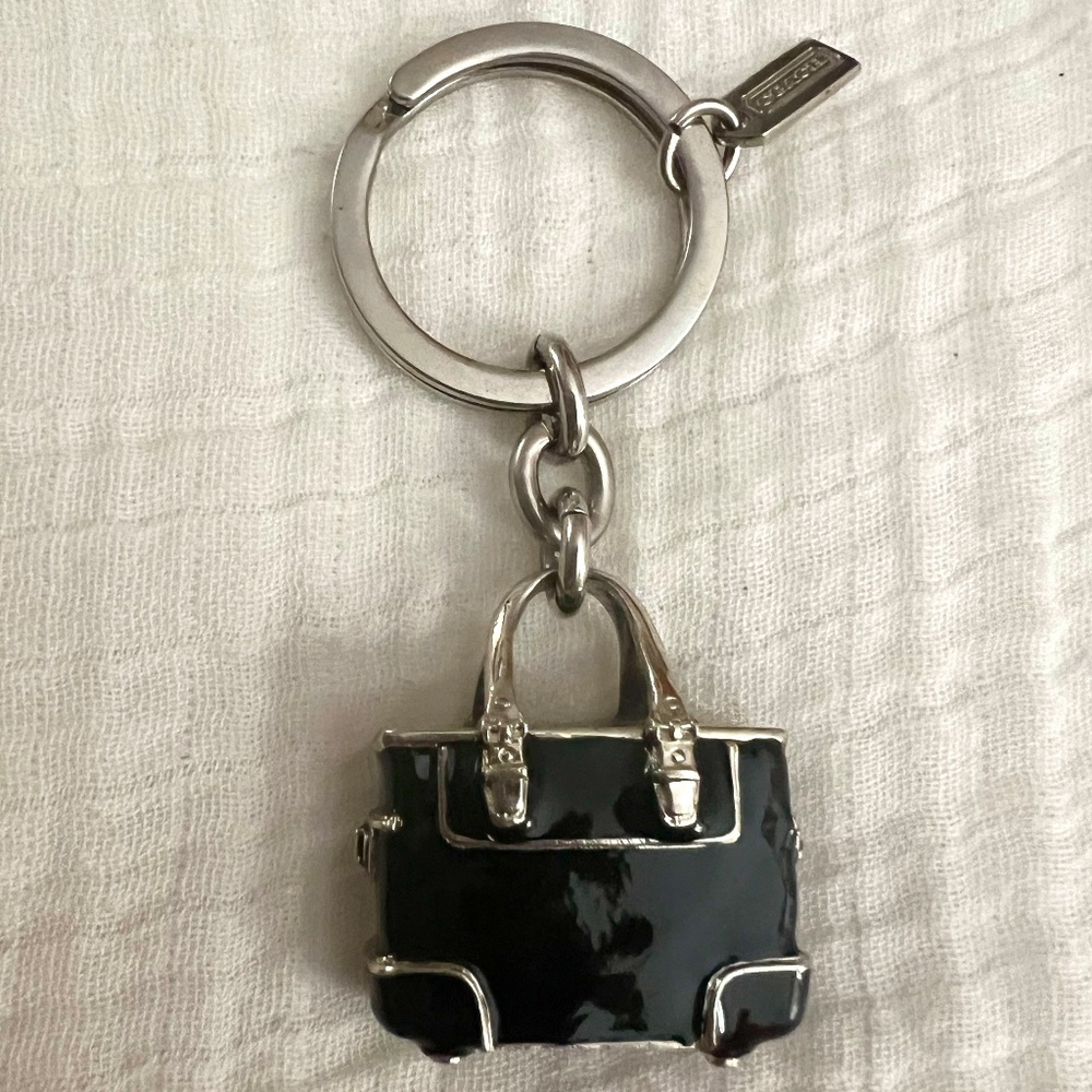 Coach Black and Silver Key Chain with Handbag / Purse Charm